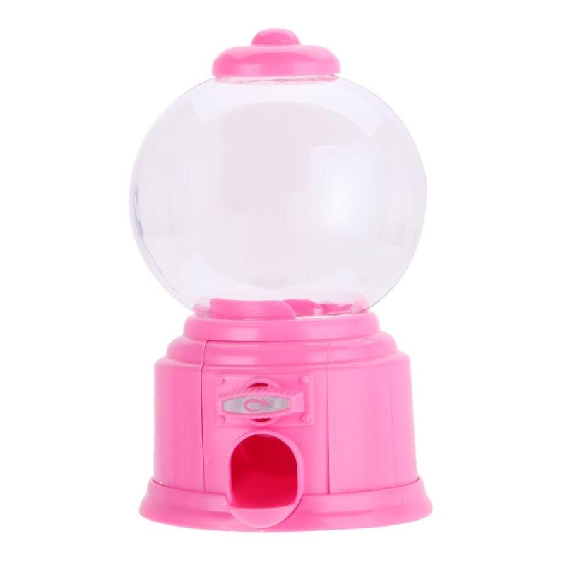 Søde slik mini candy maskine bubble gumball dispenser møntbank børn legetøj chrismas til børn mønt bank dåser: Lyserød