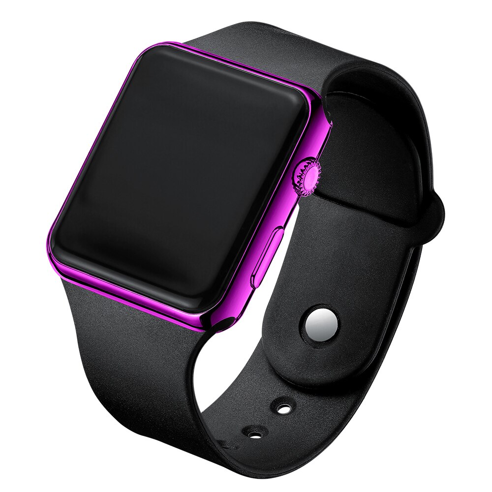 LED Digital Watch Men Reloj hombre Electronic Casual Watch for men Silicone Male watch Montre homme Simple Men Watch: Black Purple