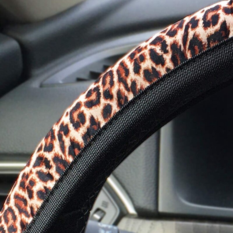 TopNon-Slip Elastische Kleurrijke Leopard Patroon Auto Stuurhoes