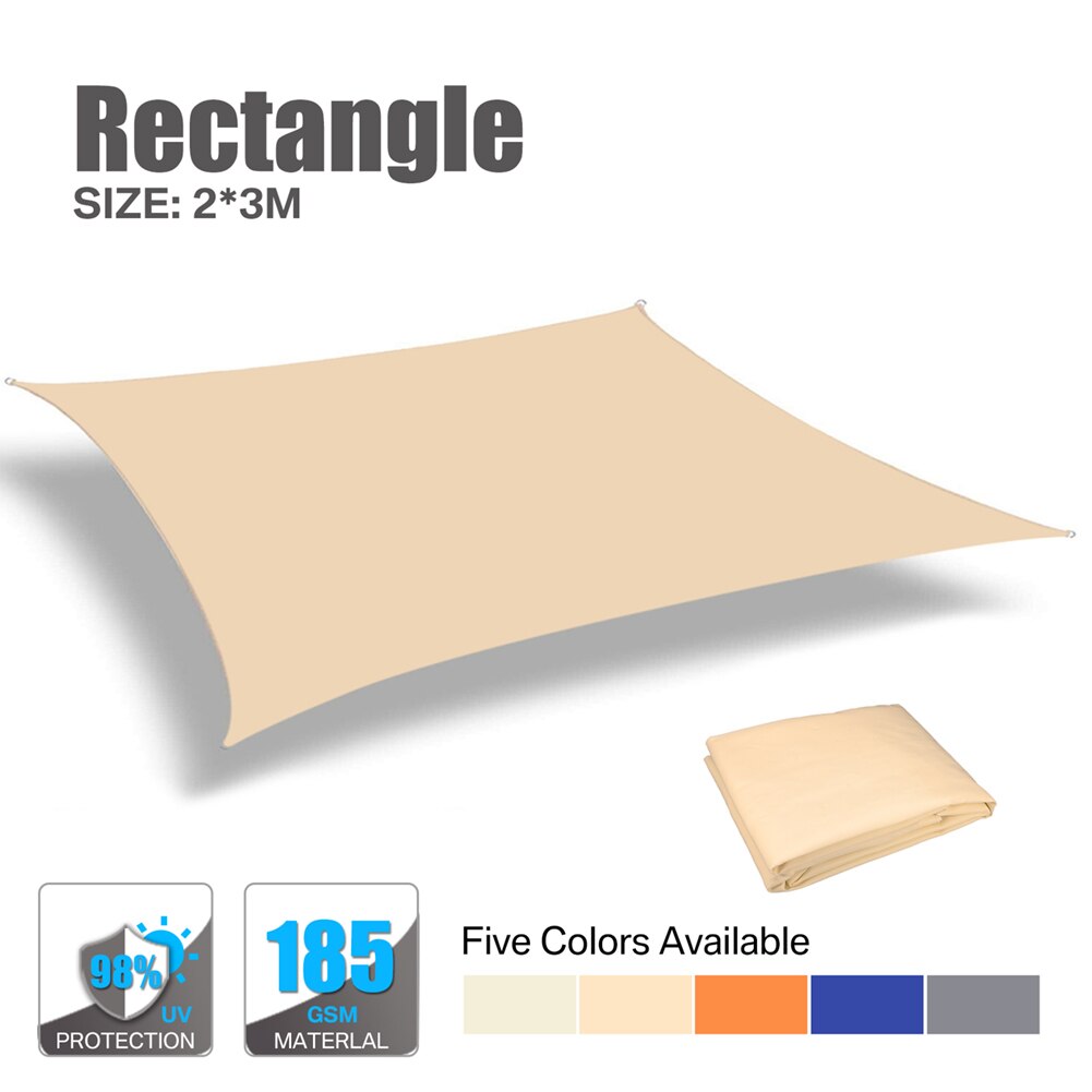 3x2M Waterproof Sun Shade Polyester Square Rectangle Shade Sail Garden Terrace Canopy Swimming Camping Hiking Yard Sail Awning: Light Yellow 3x2M