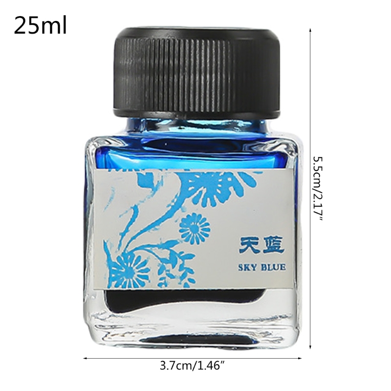 25ml Bottled Glass Smooth Writing Fountain Pen Ink Refill School Student Stationery Office Supplies 11 Colors