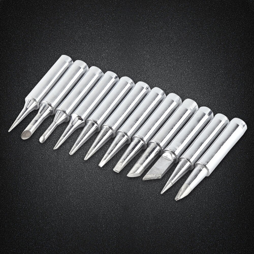 12Pcs 900M Series Lead-Free Soldering Solder Iron Tips for 8586 936 Solder Station Soldering Station Iron Tips Station Tool Kit