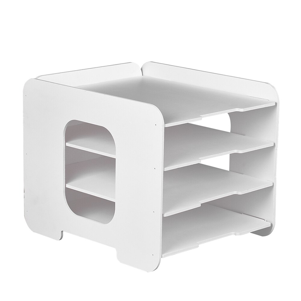 Boek Tijdschrift Houder Desk Organizer Briefpapier Opslag Stand Plank Rack Desktop Bestand Rek Opslag Artefact multi-layer: Black