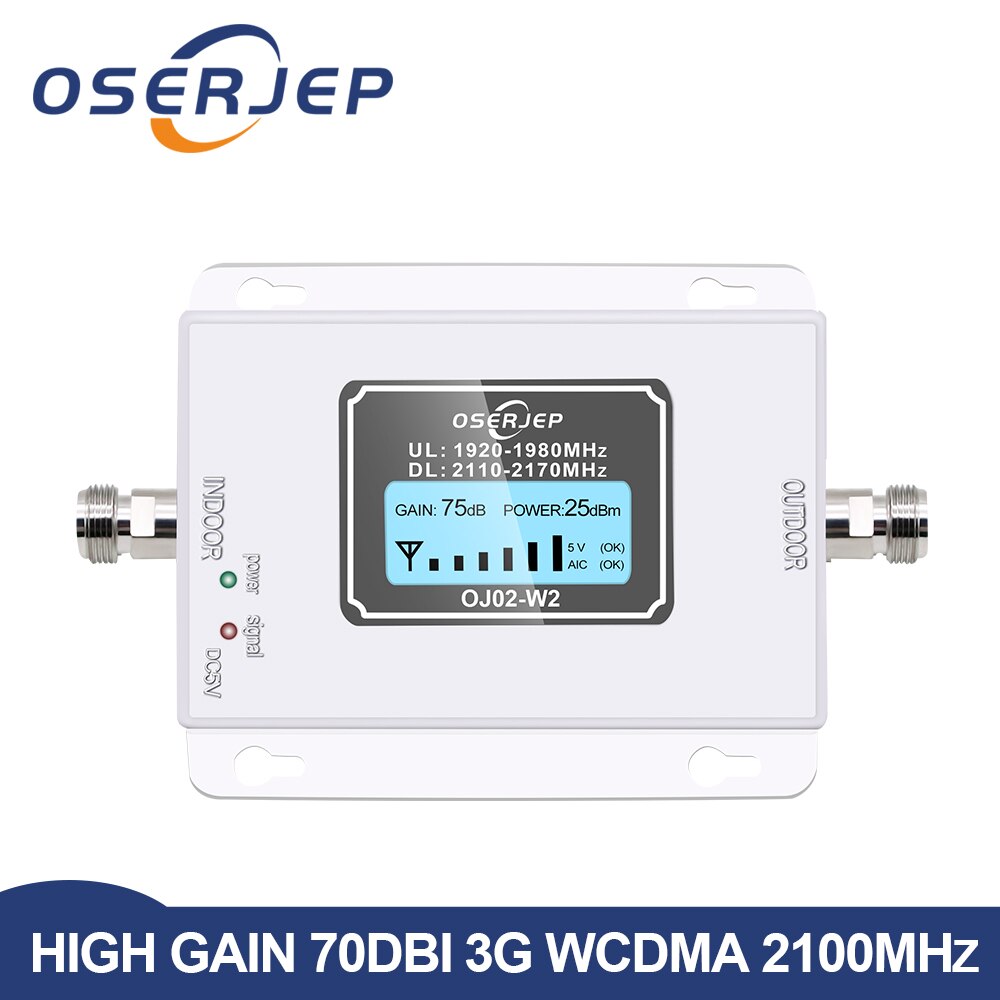 70db 3g 2100 repetidor de señal de teléfono celular 2100 MHz repetidor móvil 2100 MHz amplificador de señal del amplificador LCD Mini 3G LTE WCDMA UMTS