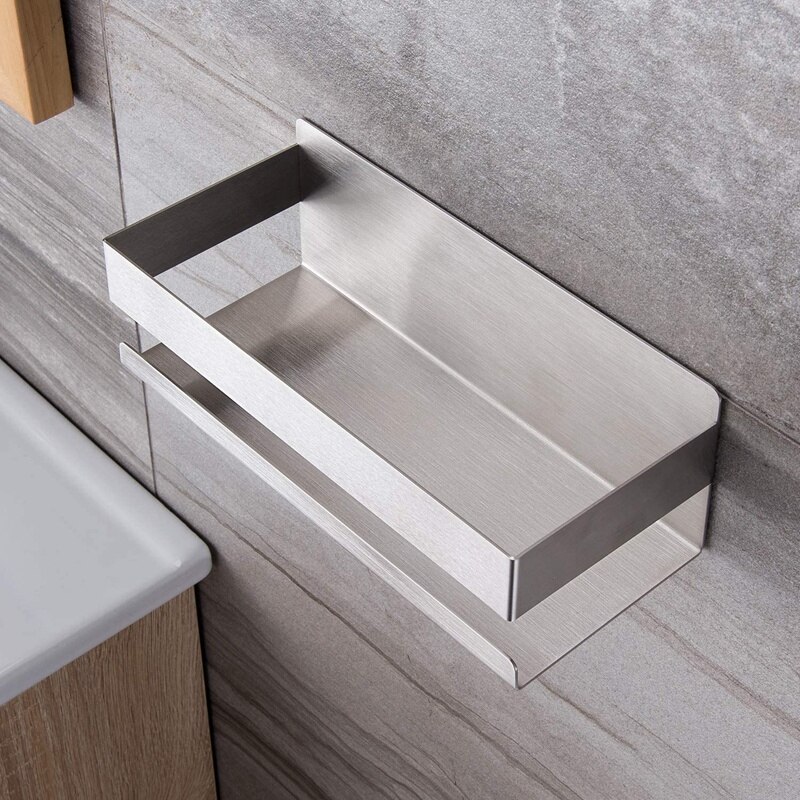 Self Adhesive Shower Shelf - Bathroom Shelf Stick on Wall Shower Caddy Stainless Steel