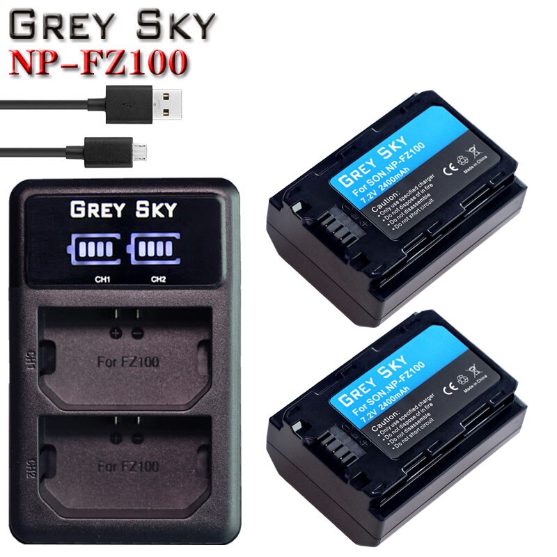 Np  fz100 np-fz100 2280 mah  fz 100 batterier til sony np  fz100 batteri til sony  a9, a7r iii , a7 iii dslr kamera: Oplader og 2 batterier