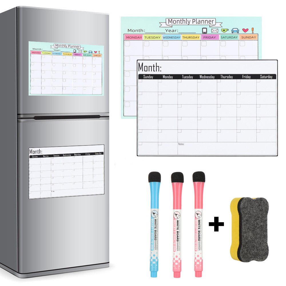 Magnetic Monthly Weekly Planner Calendar Table Dry Erase Calendar Whiteboard Schedules Fridge Sticker Daily Agenda Message Board