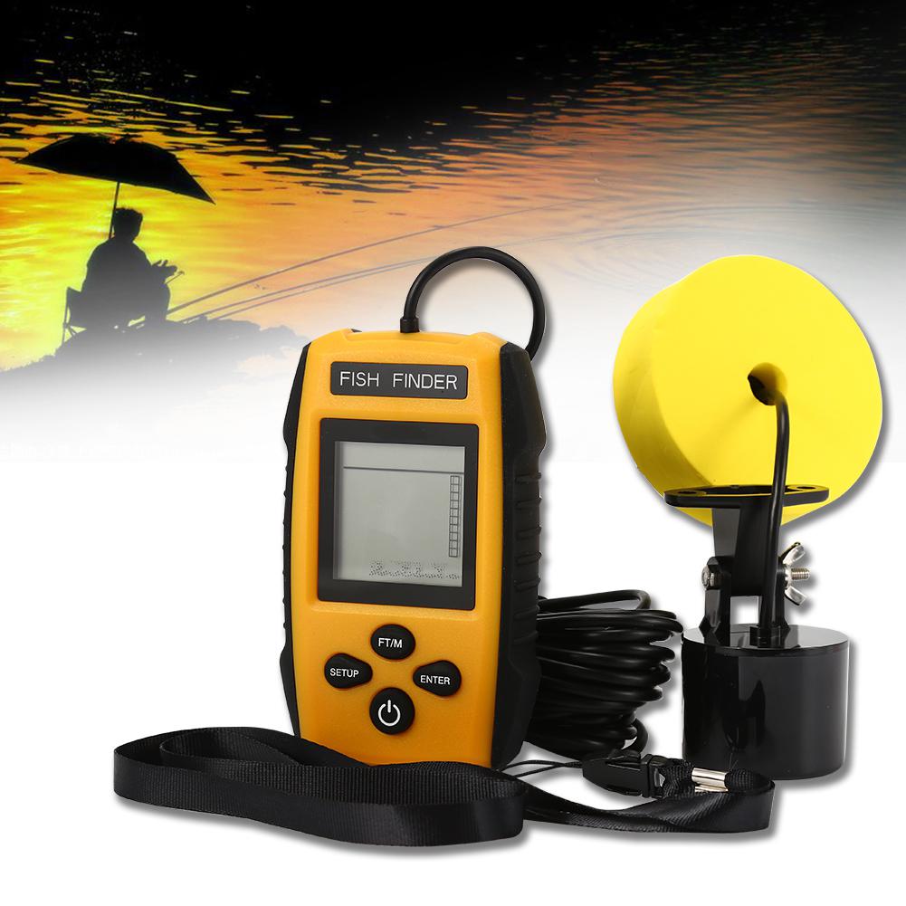 Fishfinder, Water Diepte & Temperatuur Fishfinder Met Bedrade Sonar Sensor Transducer En Lcd Dispaly