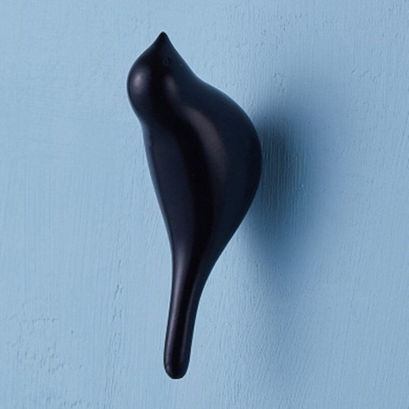 Wall Hooks Bird Decoration Resin Wood Grain Hooks Bedroom Door After The Animals Hooks 3D Coat Hook Single Wall Hanger: black