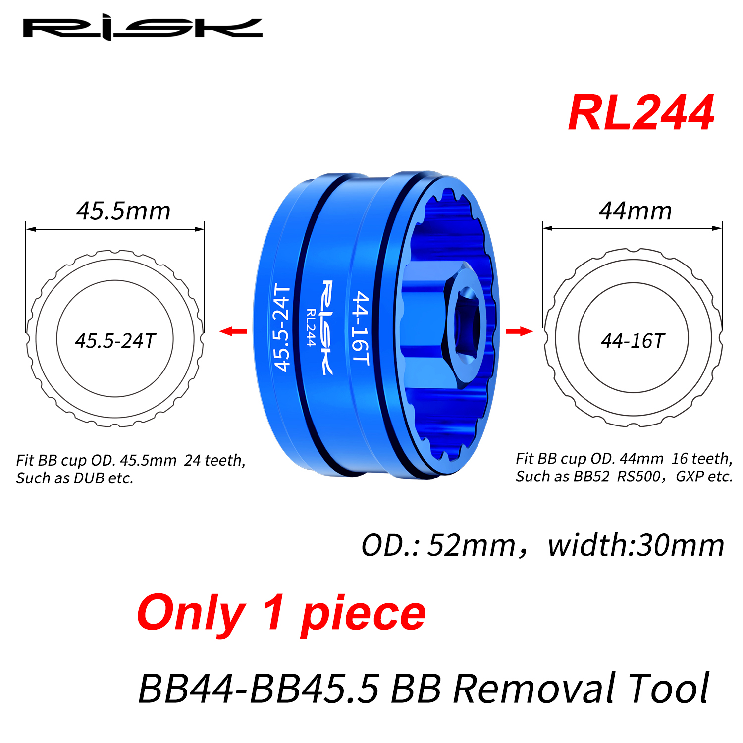 Risque vélo vélo BB support inférieur roulement outil de retrait clé à cliquet pour BB44 BB45.5 BB39 BB40.5: WHITE