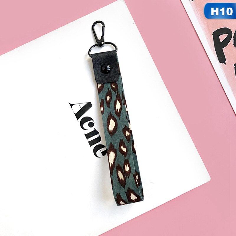 Soporte de teléfono con estampado de leopardo, cordón para llaves, tarjeta de identificación Cheetah, correas de cuello de Teléfono Animal con llavero: H10