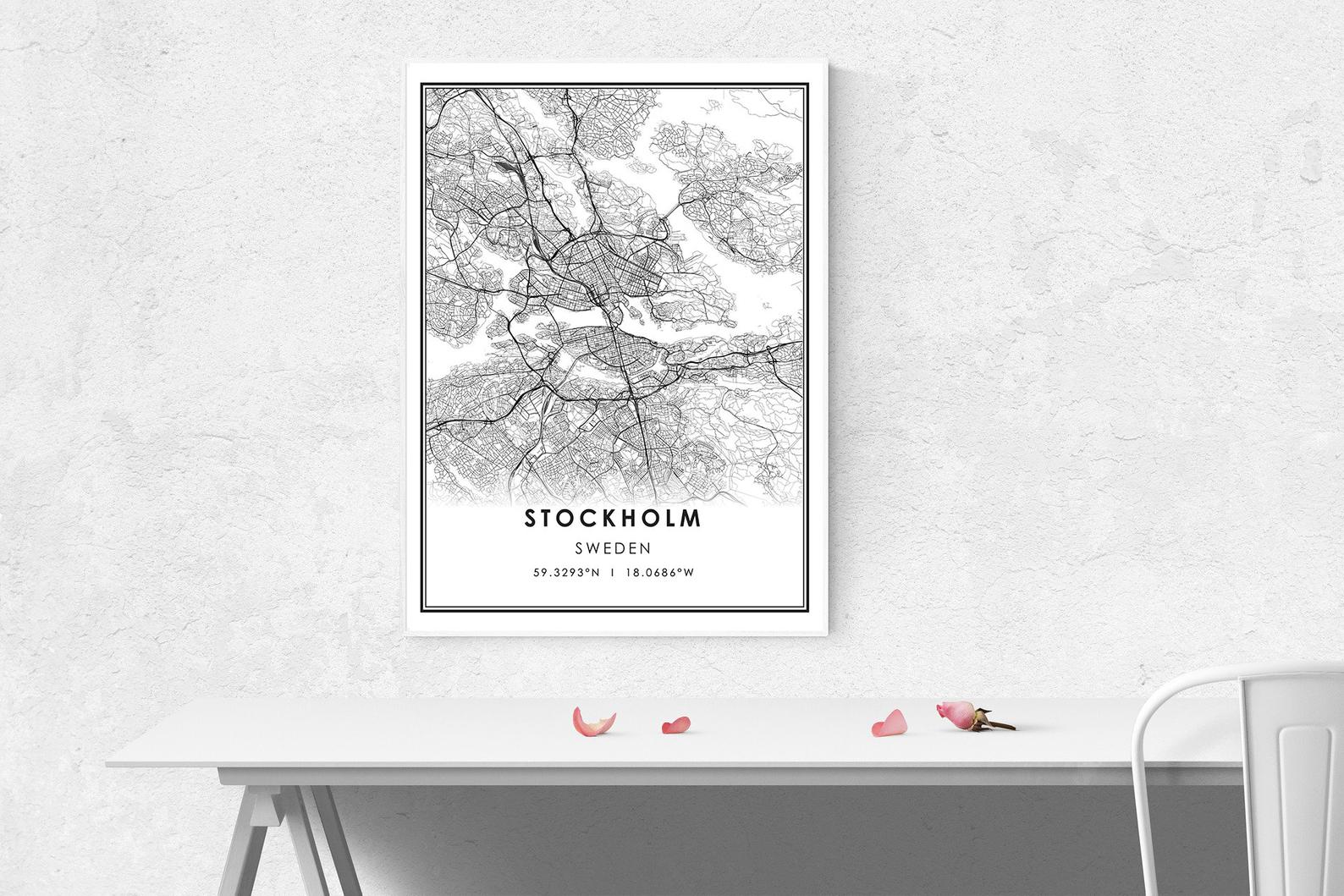 Stockholm map print poster canvas | Stockholm city map print poster canvas | Sweden Stockholm city road map