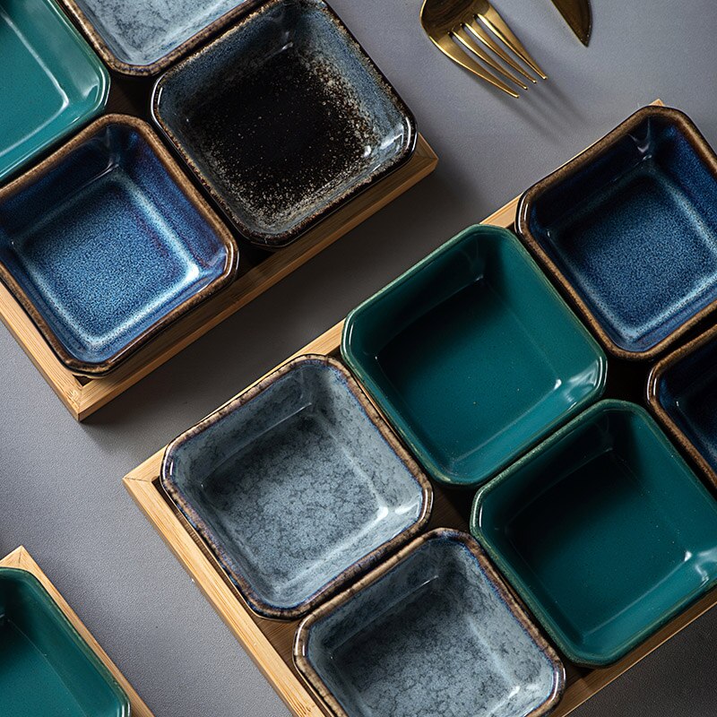 Fruit snack plate, ceramic pot restaurant side dish dipping saucer, dried fruit plate, divided snack plate