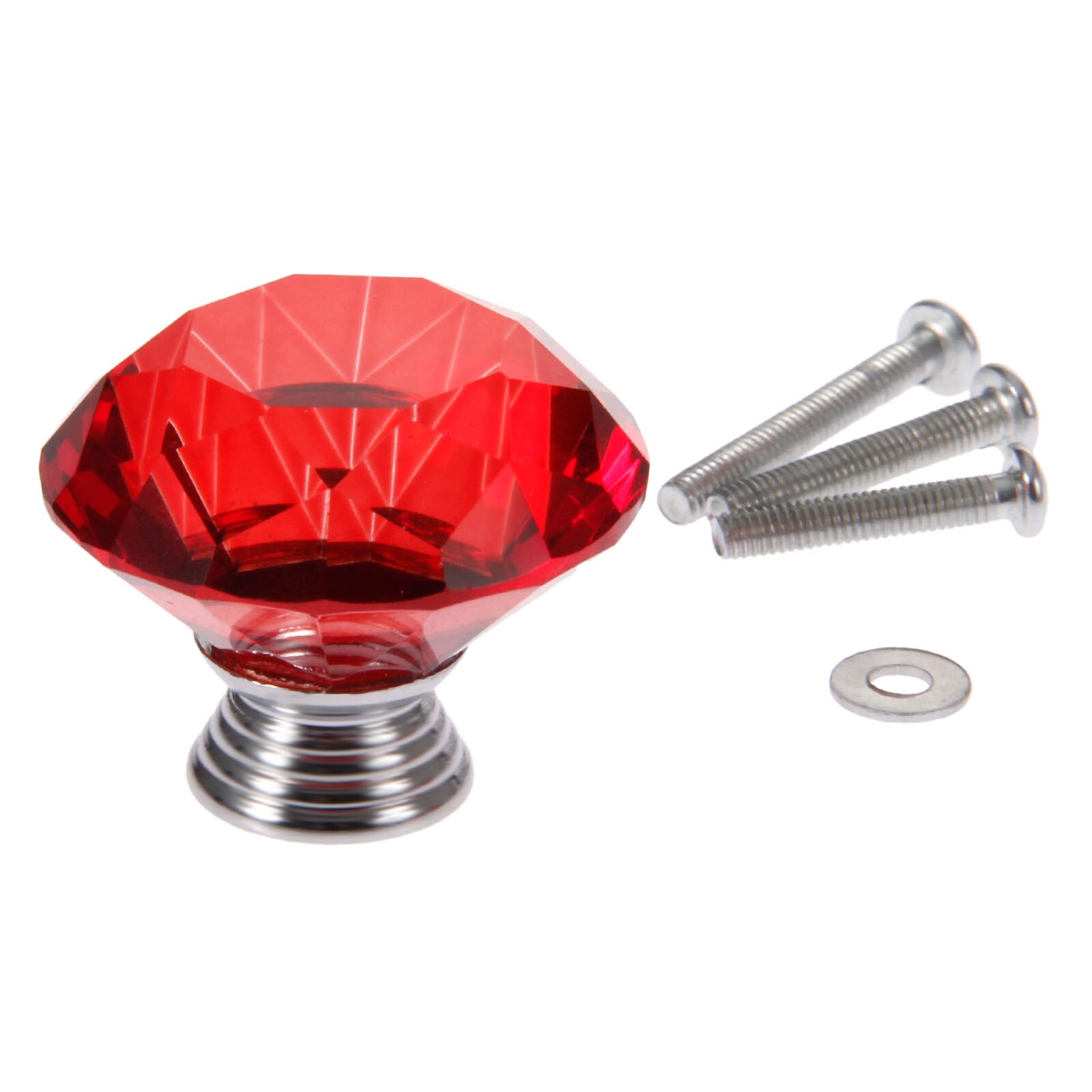 1x 40mm røde krystalglas diamantformede skabshåndtag knopper køkkenskab trækker skuffeknopper møbelhåndtag