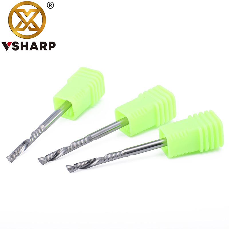 Fresa de carburo en espiral de 1 flauta, herramientas de carpintería, cortadores de compresión, fresas de extremo de madera, brocas de enrutador