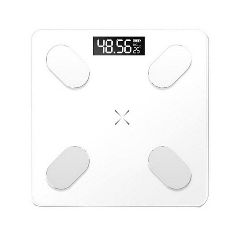 Slimme lichaamsvetweegschaal lcd digitale draadloze bluetooth bmi gewichtsmeter gezondheidsanalysator fitness afslankgereedschap weegschaal: Wit