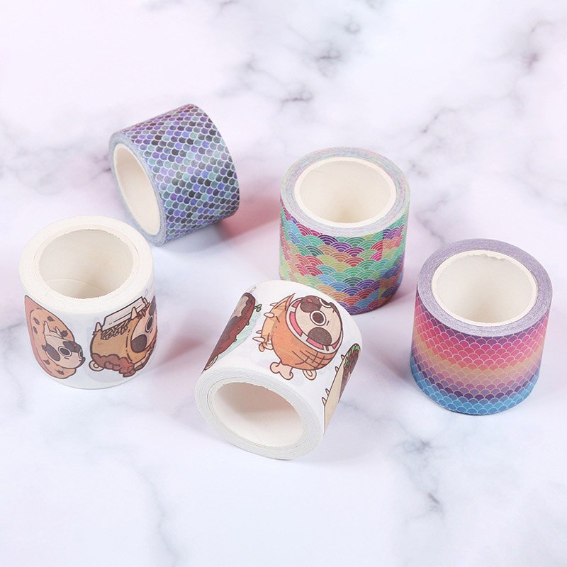 4cm * 5m lindo lunares de colores Washi Tape Kawaii gradiente sirena cinta adhesiva decorativa cinta adhesiva Scrapbooking papelería