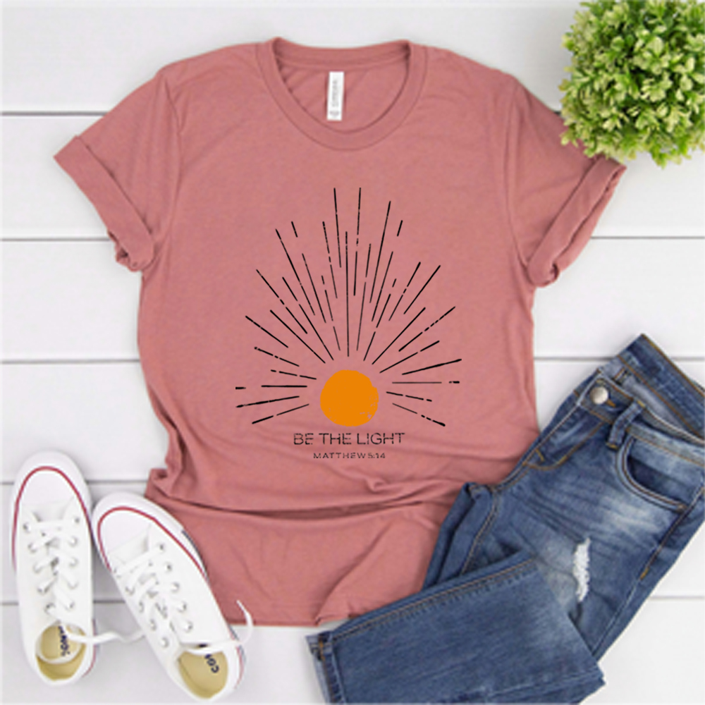 Sein das hell Mathew 5 14 Sonnendurchbruch T-Shirt Jahrgang Bibelvers Shirt christliches T-Shirt Sonne Tee Boho oben inspirierendes