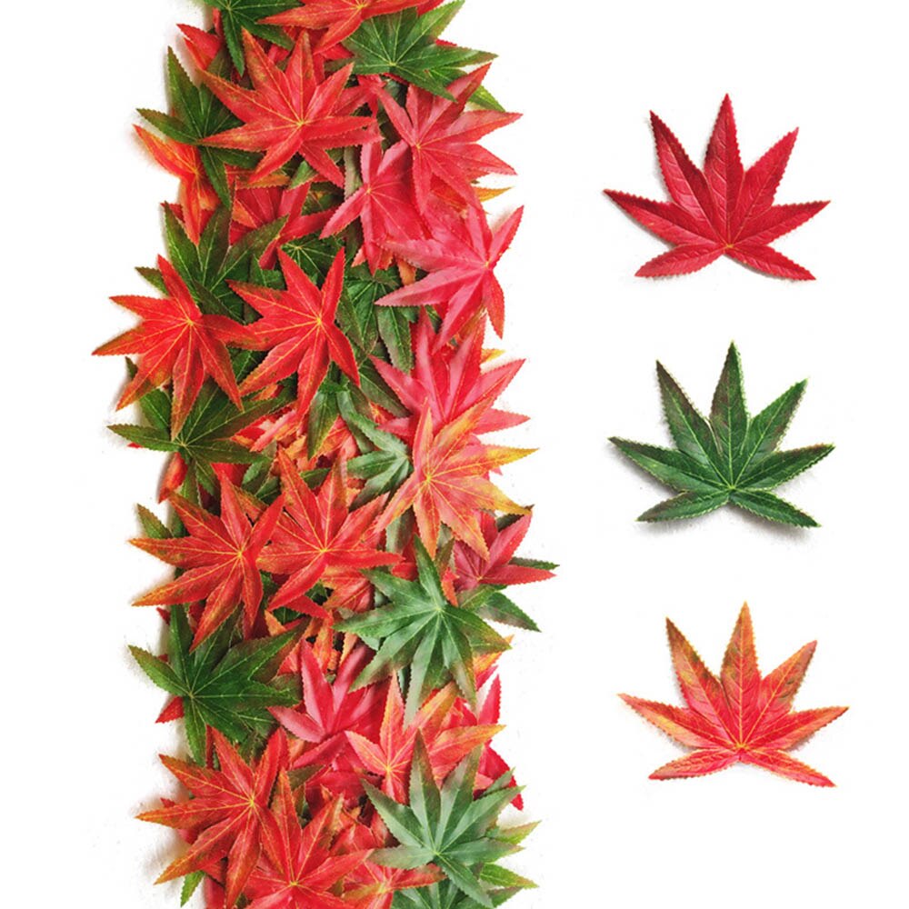 90PCS Herfst Decoratie Kunstmatige Esdoorn Planten Maple Bladeren Bruiloft Woondecoratie Party Garden Decor