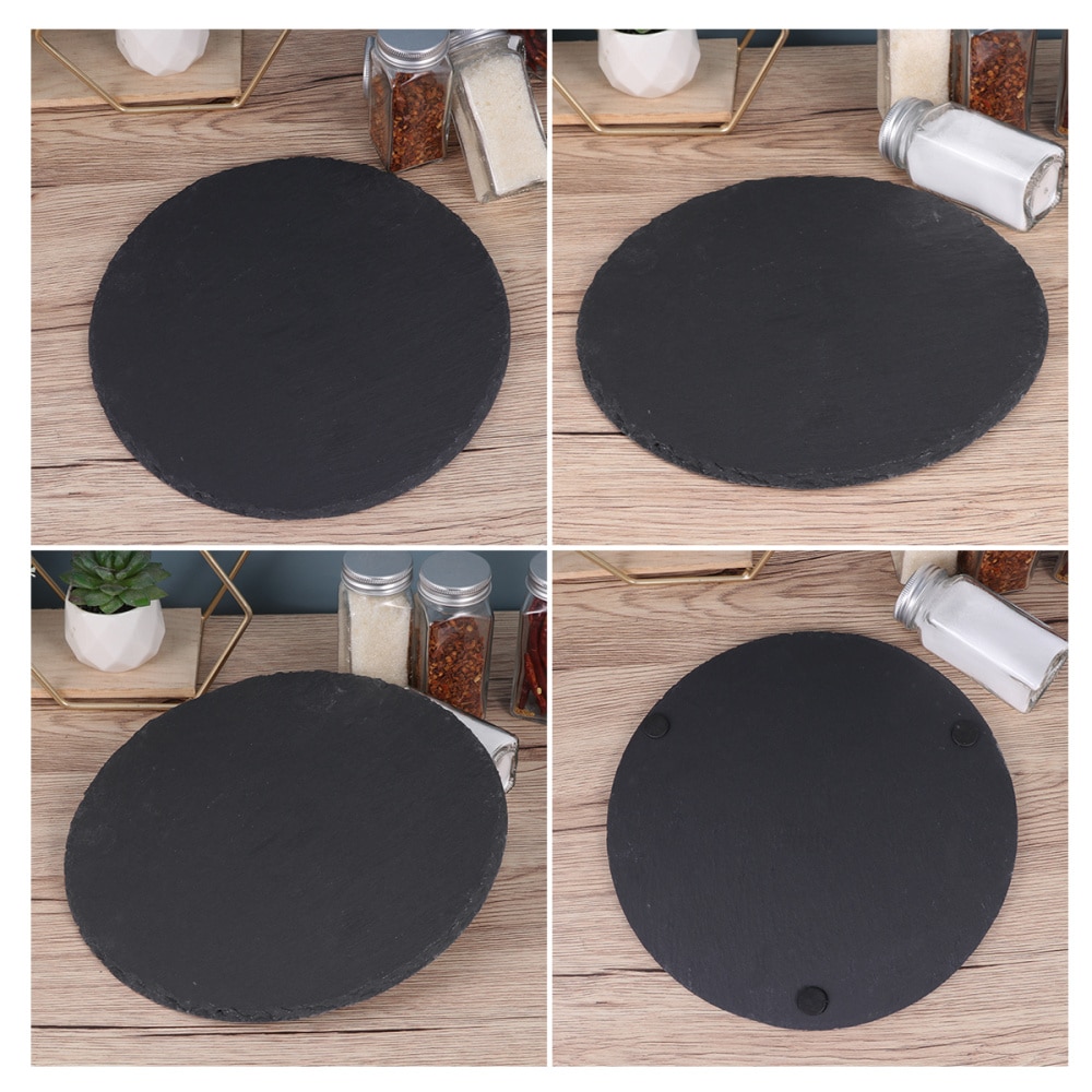 1Pc Slate Plate Novel Safe Banquet Plate Slabstone Pan Chic Display Dish Serving Dish: Black