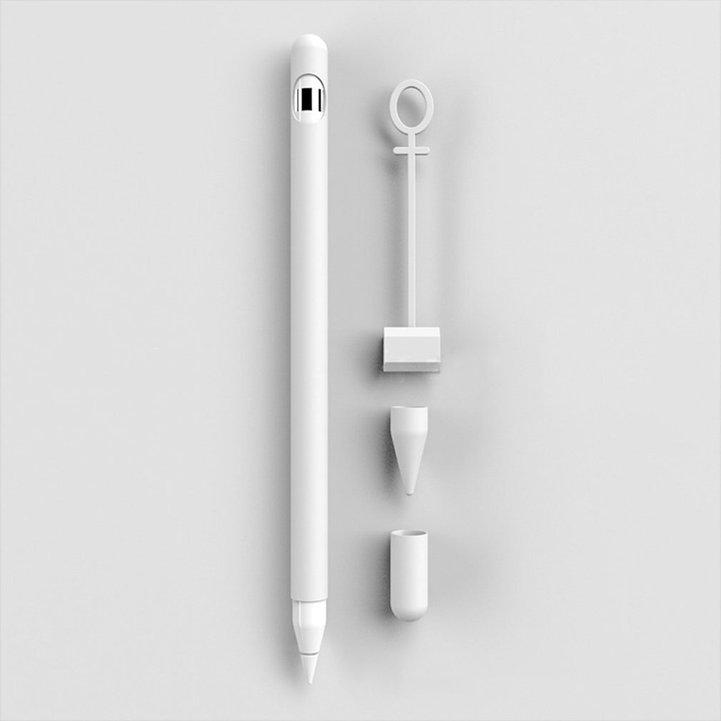 De silicona de colores Compatible para Apple lápiz 1st caso Compatible para iPad Tablet Touch Pen Stylus manga Protector de la piel: white