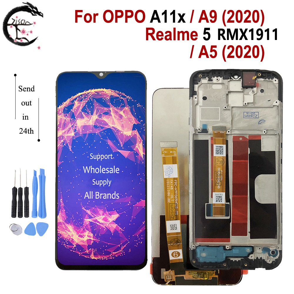 Lcd Met Frame Voor Oppo Realme 5 5i 5S Lcd A11x A11 A9 A5 Display Touch Screen Digitizer sensor Montage Realme5 Lcd