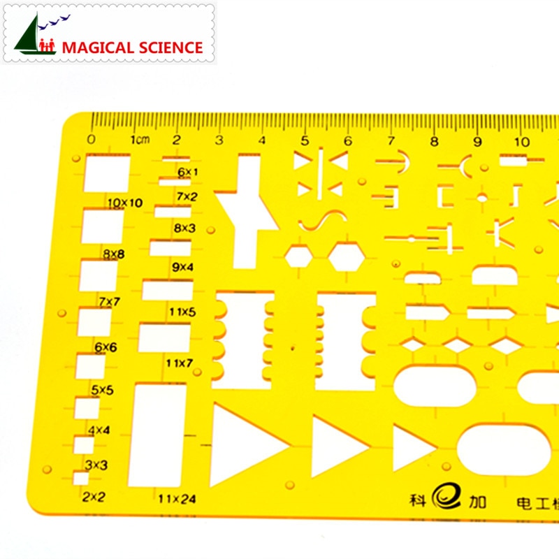 17 cm plastik Elektrik şablonları Öğrencilerin Fiziksel elektriksel Çizim cetvel Devre tasarım çizim kurulu KJ006