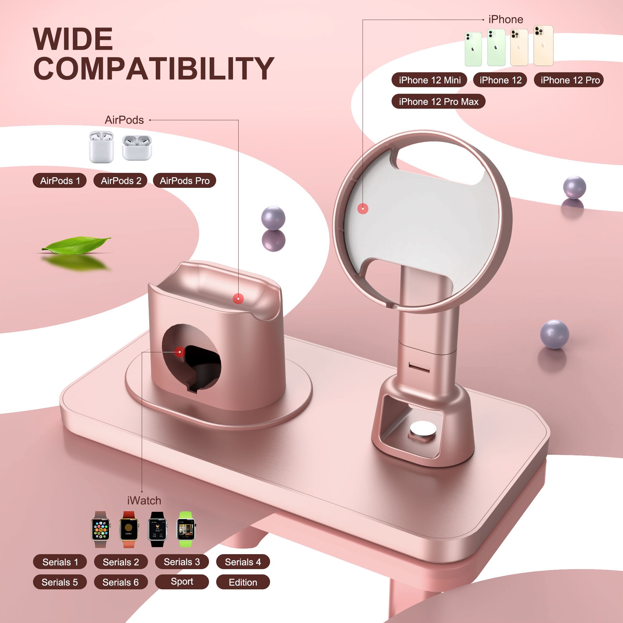 3 in 1 magnetisk trådløs lader for magsafe hurtigladestasjon iphone 12 mini pro max for klokke airpods ladere stativ dock