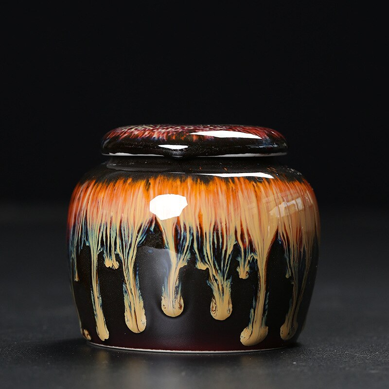 Gourd Ceramic Porcelain Tea Caddy Teaware Kiln Turned Pot Household Sealed Storage Pot Tea Storage Tea Container Tea Cans: D