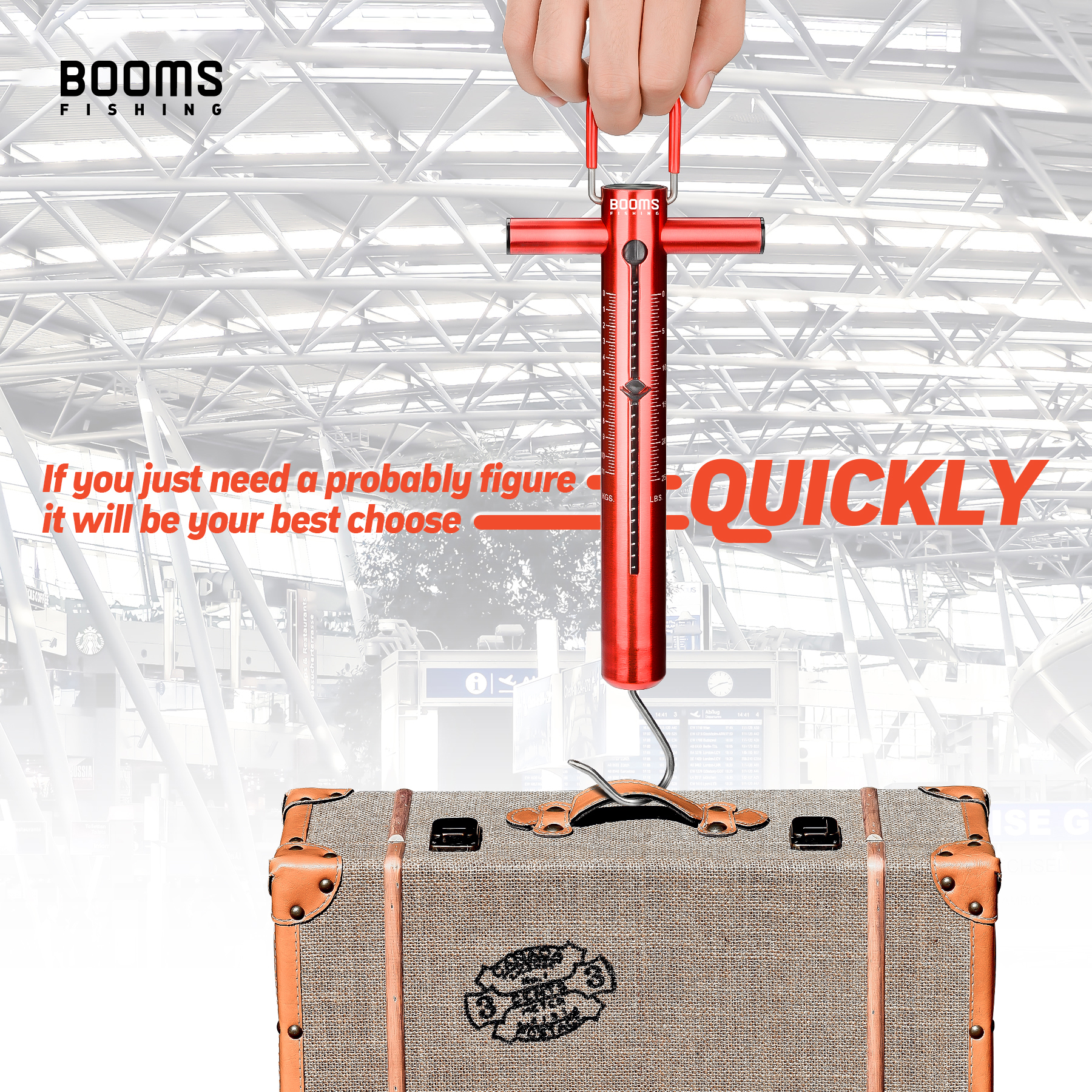Booms Fishing TS1 báscula de pescado con resorte para pesca, peso de 11kg a 26 kg, báscula de gancho colgante portátil, accesorios de herramientas de peso