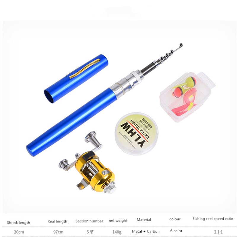 2021Outdoor Portable mini Pen Fishing rod Telescopic set