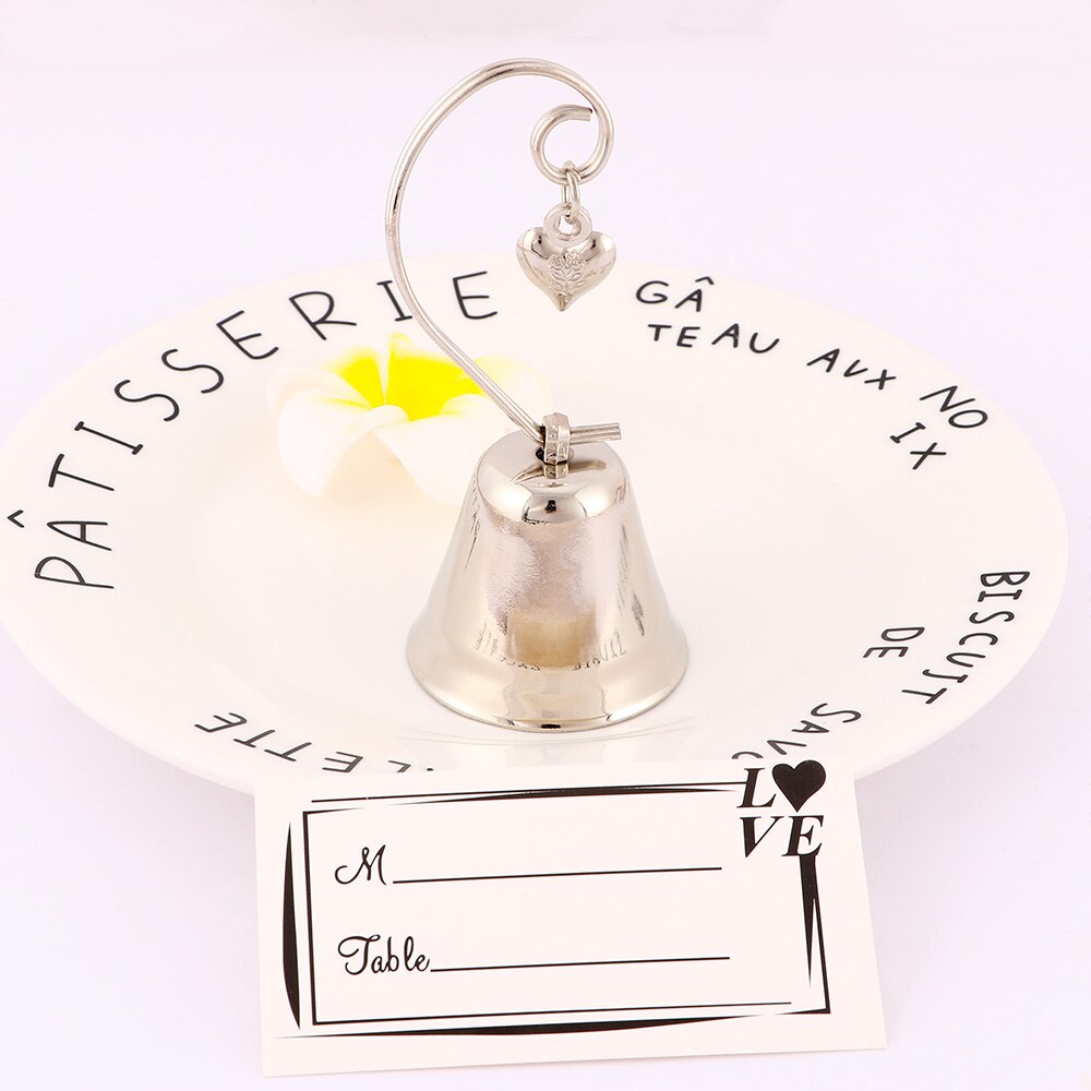 1 pc Charming Chrome Bell Place Card Holder Desk Menu Photo Clip Party Favor Wedding Table Decoration Accessories