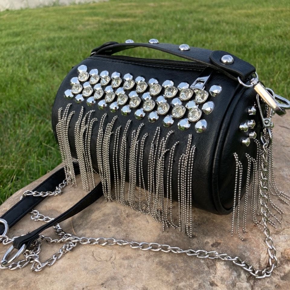 Vintage beroemde schelpen franje tas tassen dames handtassen portemonnees klinknagel pu leren dames schoudertassen tas: Damestas b diamant