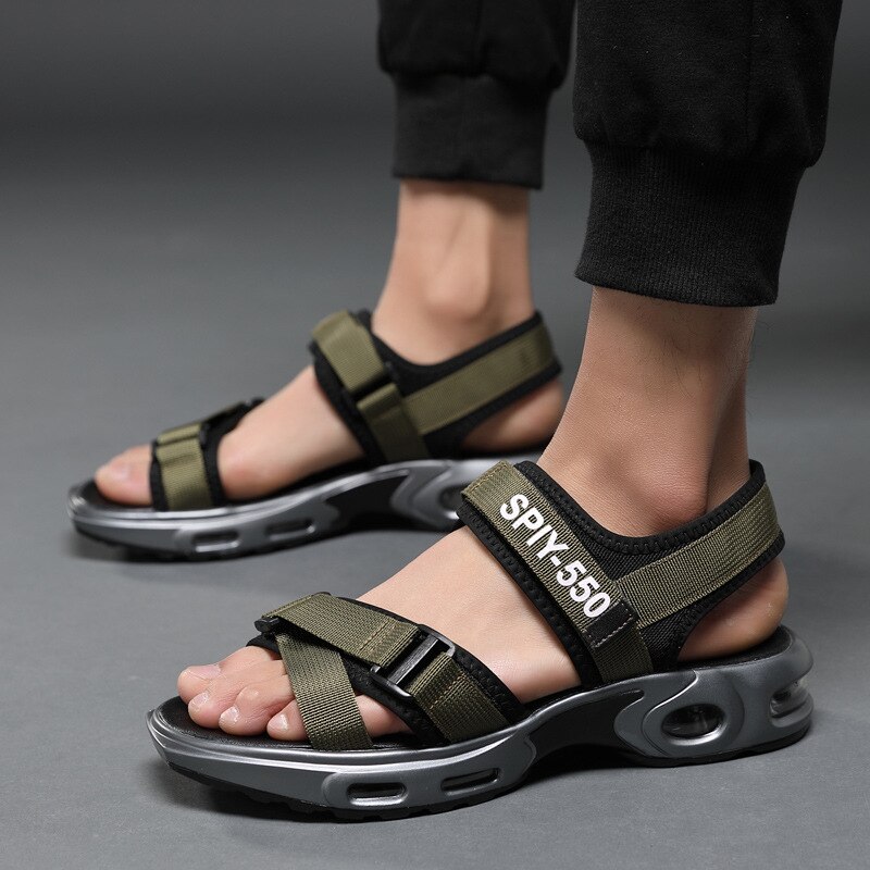 Sandaler med dubbla band för man luftkudde skor för sommaren spänne sandaler slitstarka halkfria sandaler killar  zy480