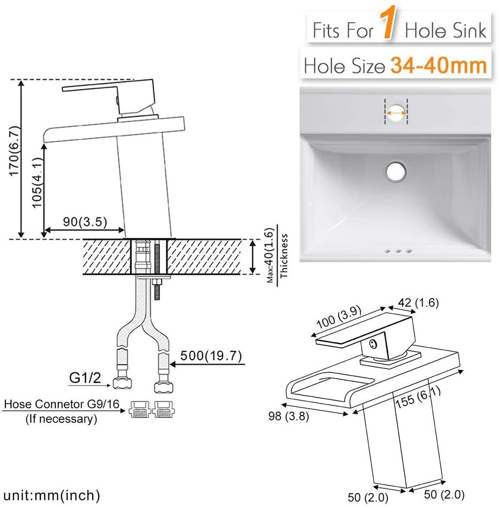 LED Basin Faucet Brass Waterfall Temperature Colors Change Bathroom Mixer Tap Deck Mounted Wash Sink Glass Taps