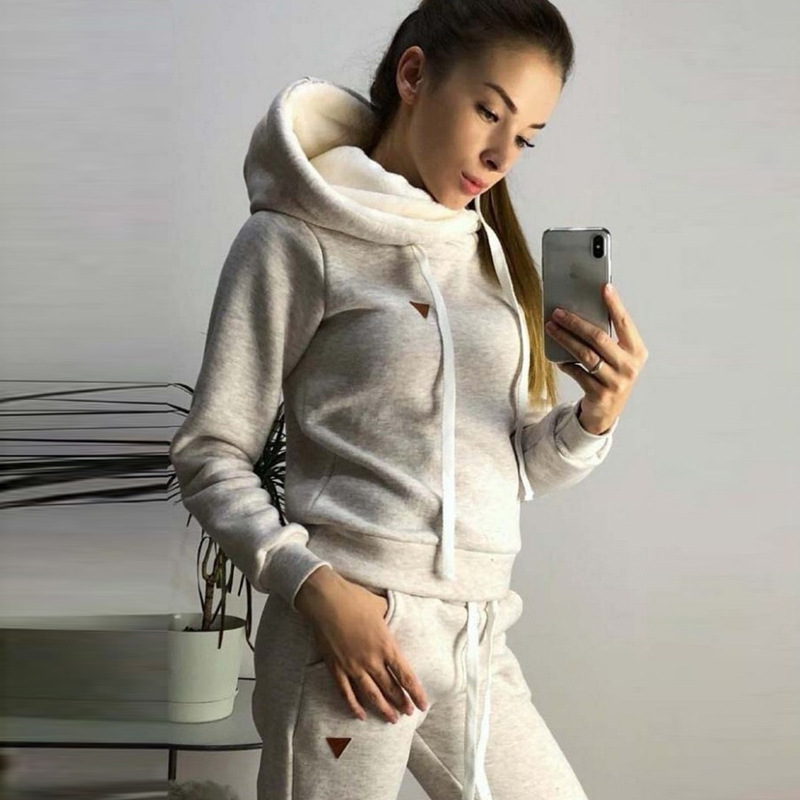 Hoodies solid Suit Set Women Tracksuit Two-piece Style Outfit Sweatshirt Sport Wear