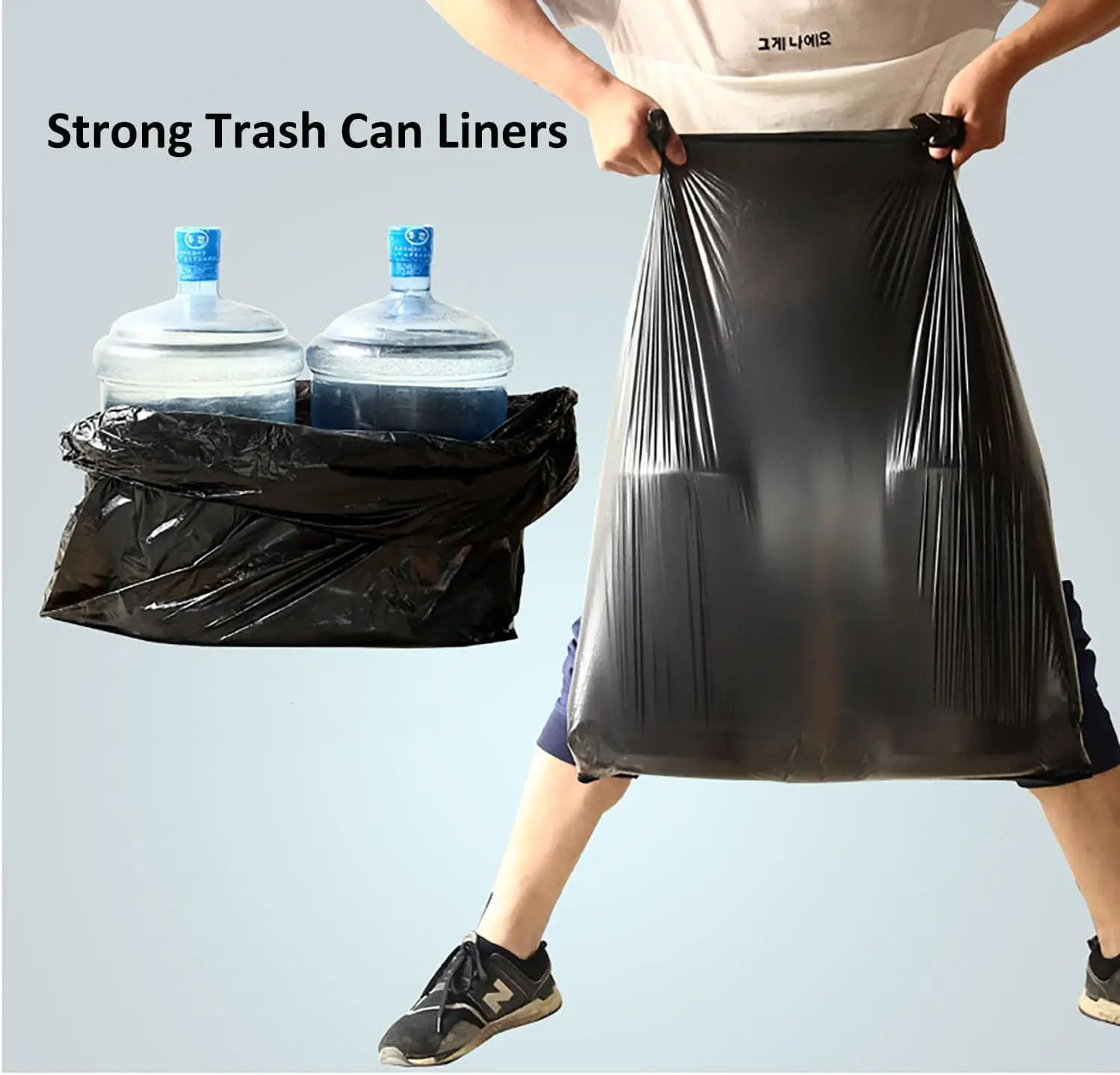 Extra grote, dikke zwarte vuilniszakken met platte bovenkant, schoonmaakzakken, zware plastic vuilniszakken voor commercieel gebruik, keukenafval en buitenafval.