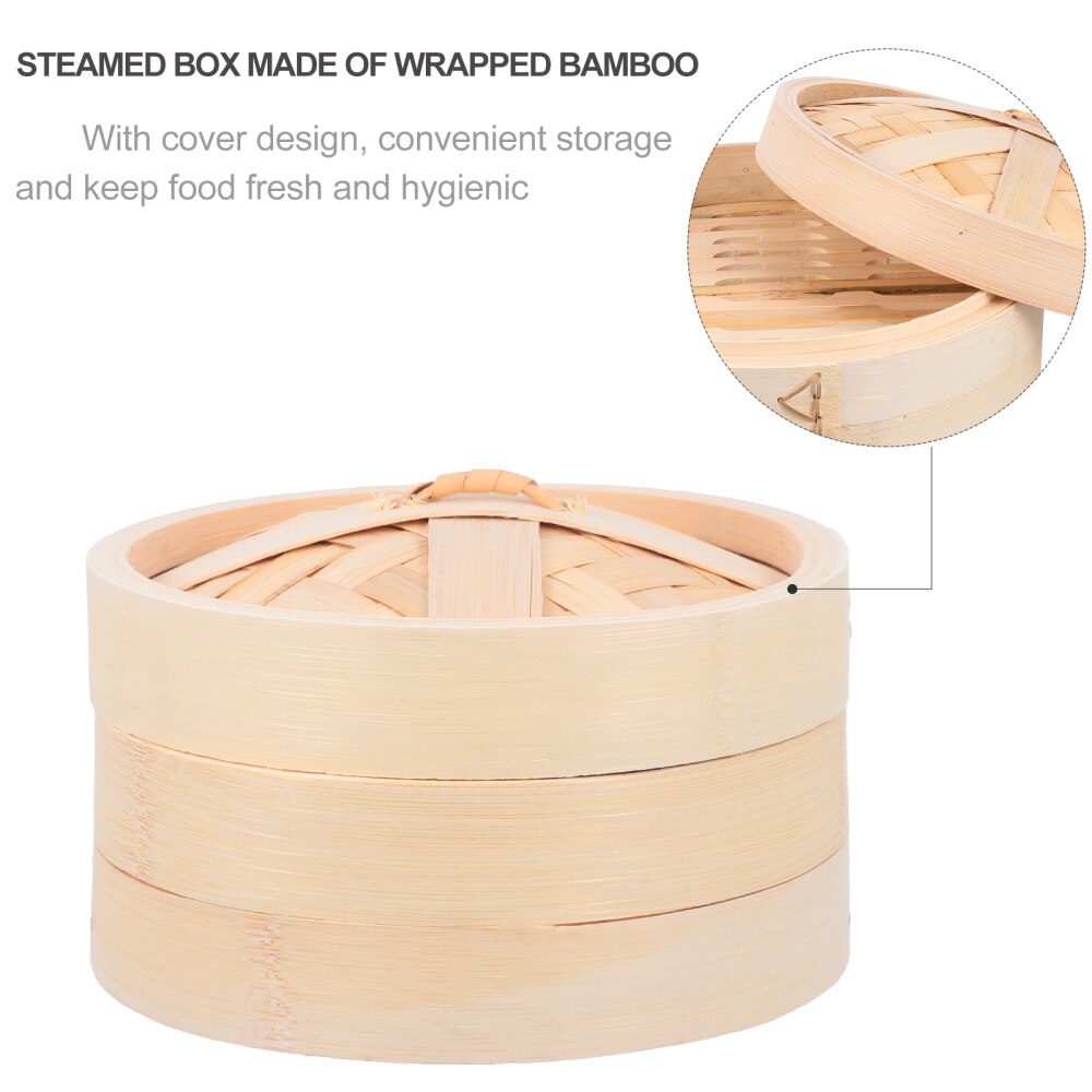 Vaporera china de bambú con tapa, herramienta de cocina, 1 Juego