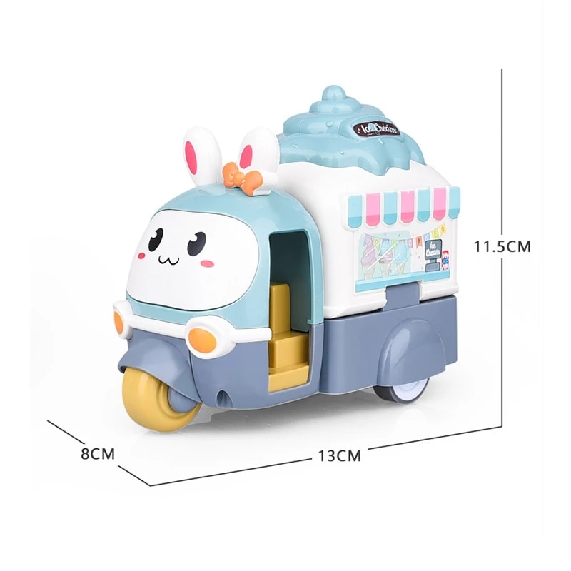 Kids Rabbit Inertial Impact Deformation Ejection Car Ice-cream Truck Toy Educational Toys for Children 3-6 Years Old