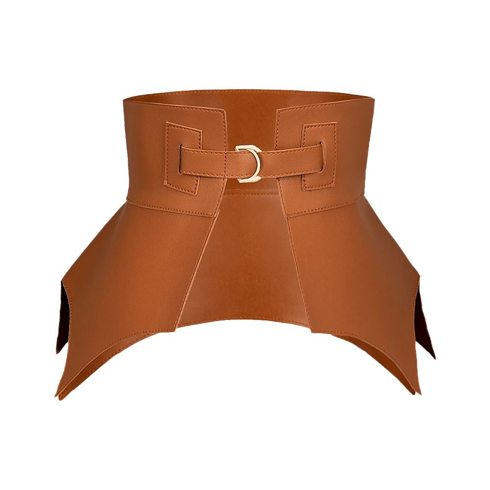 Cinturones irregulares de cuero Pu para mujer, falda larga y ancha de estilo Punk, abrigo de vestir, cinturilla elástica, corsé negro y marrón a la , 1 unidad: Blanco