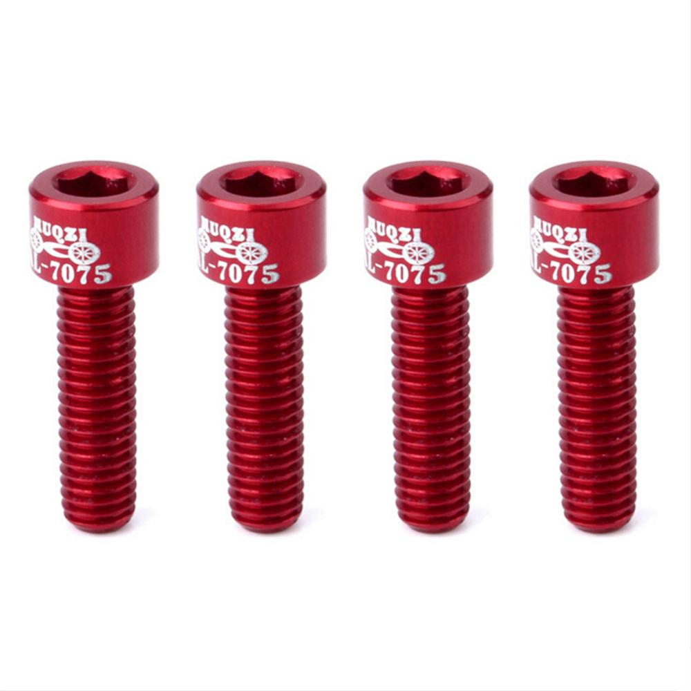 Parafusos coloridos para guidão de bicicleta mtb, 4 unidades, 7075 liga de alumínio, m5 * 17mm, parafusos de elevação da haste para ciclismo acessório