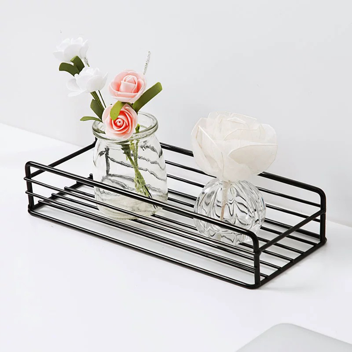 1Pc Badkamer Opbergrek Keuken Organisator Plank Zwarte Planken Hoekframe Ijzeren Douche Punch Gratis Gemonteerd Caddy Rack