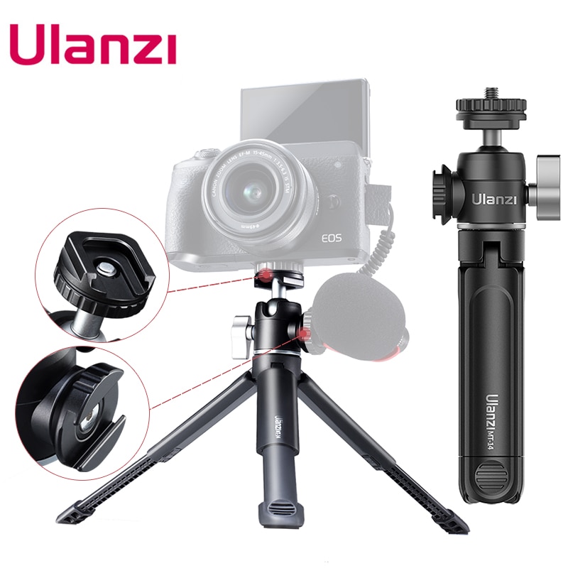 Ulanzi U-Vlog lite Extendable Dual Cold Shoe Ball Head Tripod for smartphone Sony Canon Nikon DSLR Camera Mic Light Accessories