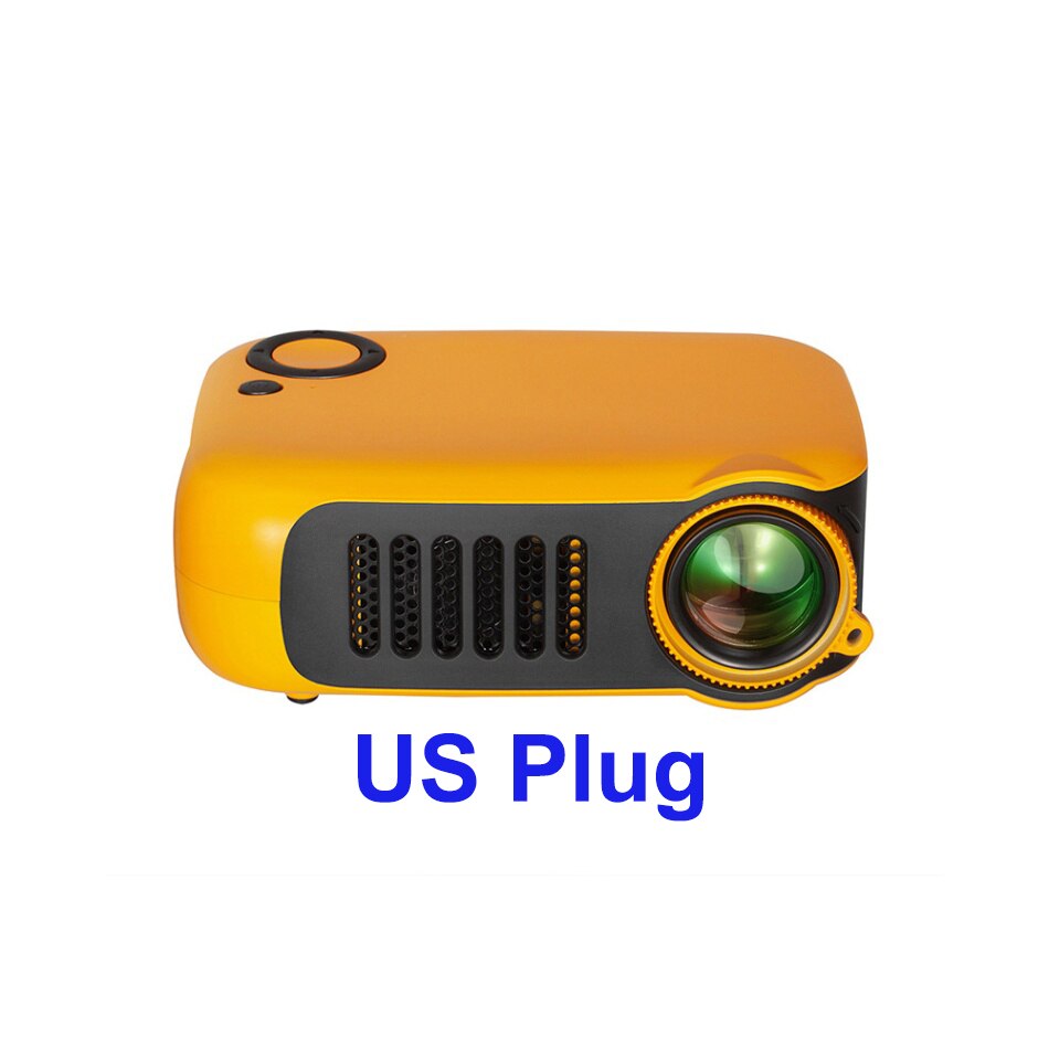 Mini proyector portátil de 800 lúmenes compatible con 1080P LCD 50.000 horas de vida lámpara de cine en casa Video proyector de apoyo banco de energía: Orange US Plug