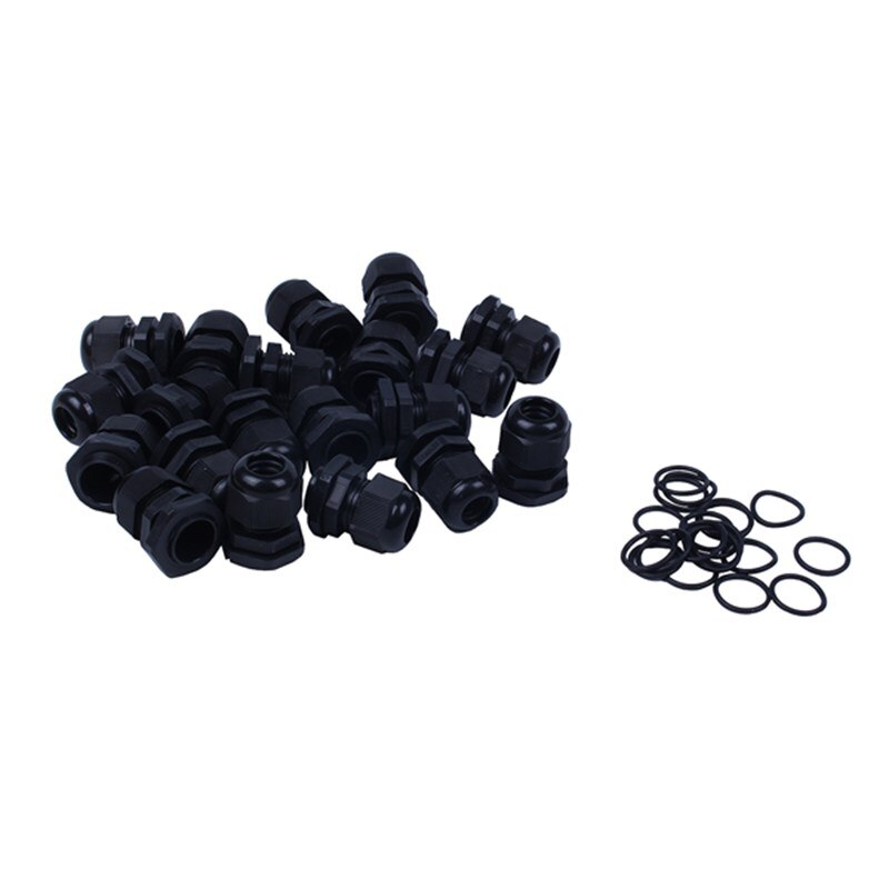 20 Pcs M20 Zwart Plastic 6-12Mm Dia Waterdichte Wartels Connector: Default Title