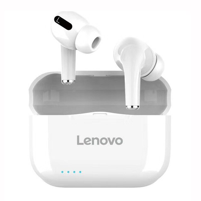 Original Lenovo LP1S TWS Wireless Headphones Bluetooth 5.0 HiFi Earphone Stereo bass with Mic Headset IPX4 Waterproof: white