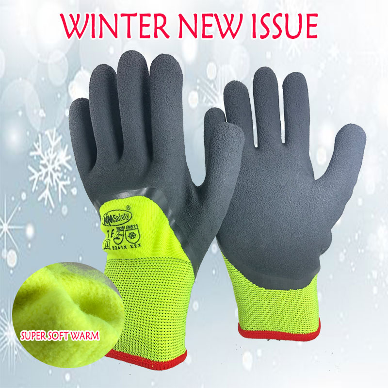 Aangekomen Winter Warm Thermische Handschoen Anti-Slip Latex Coated Voor Tuin Werknemer Builder Werk Veiligheid Handen Bescherming handschoen