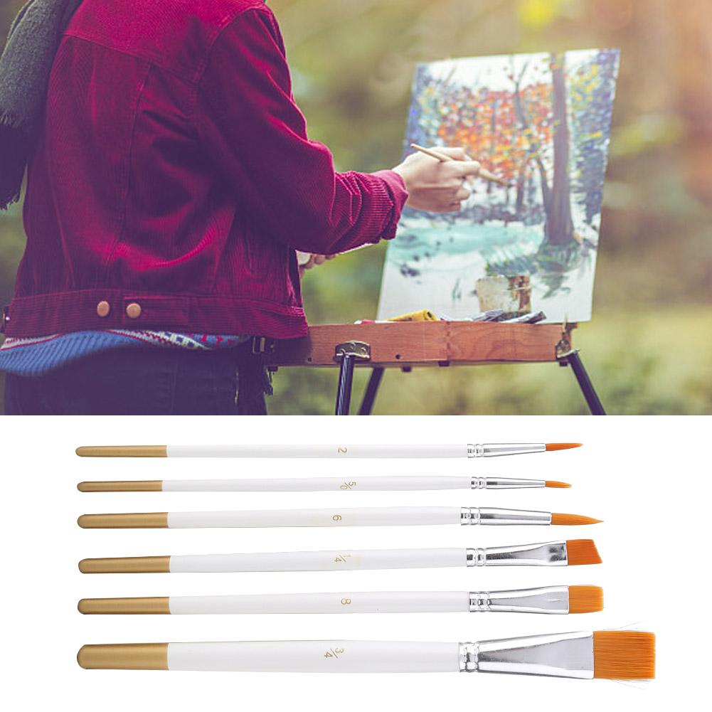 6 Stks/set Kwast Pen Tekening Pen Nylon Haar Penseel Set Art Craft Schilderij Borstel Kit
