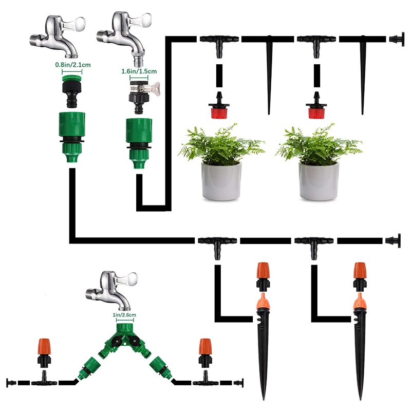 Drip Irrigation Kit, 40M 1/4 Inch Garden Irrigation System DIY Micro-Sprinkler Drip Irrigation Drip Irrigation Garden