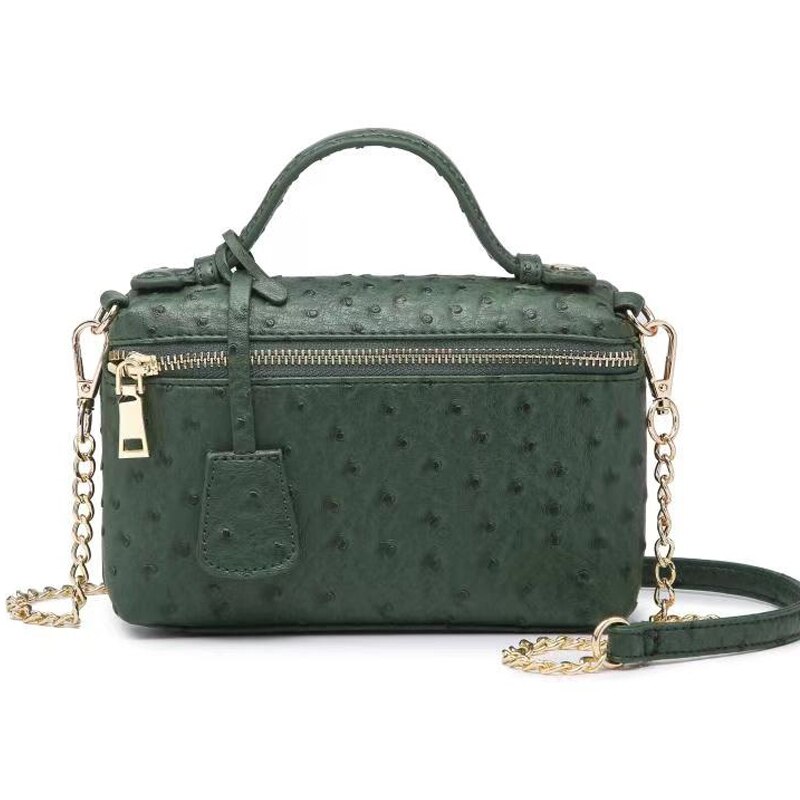 De las mujeres de la amaba de cuero de avestruz embrague bolsas Ins bolso Python bolsa embragues mujeres bolso de de noche: 3793O-Dark Green